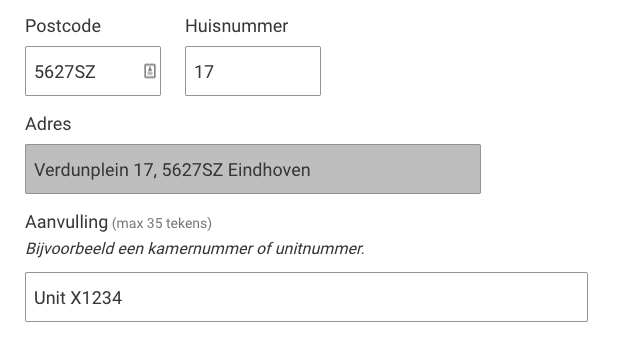 Change of address Eindhoven